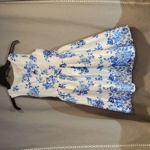 Wonder Nation girls formal blue & white floral print dress sz 10